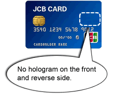 JCB Card bearing Holographic Magnetic Stripe