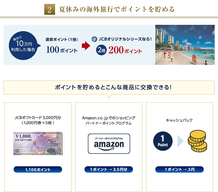 夏休みの海外旅行でポイントを貯める。ポイントを貯めるとこんな商品に交換できる！