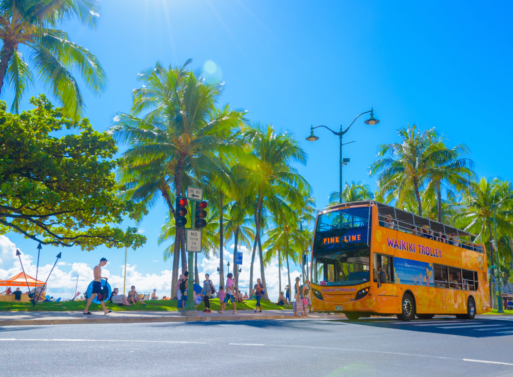 夏威夷“Waikiki Trolley复古电车”免费乘车！